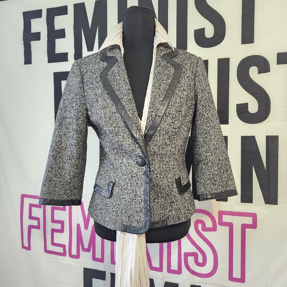 Leather & Tweed Boardroom Bo$$ Lady Feminist Chanel Styl Jacket